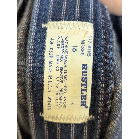 Vintage Rustler Blue & White Striped Denim Jeans Size 16 Misses - Picture 7 of 7